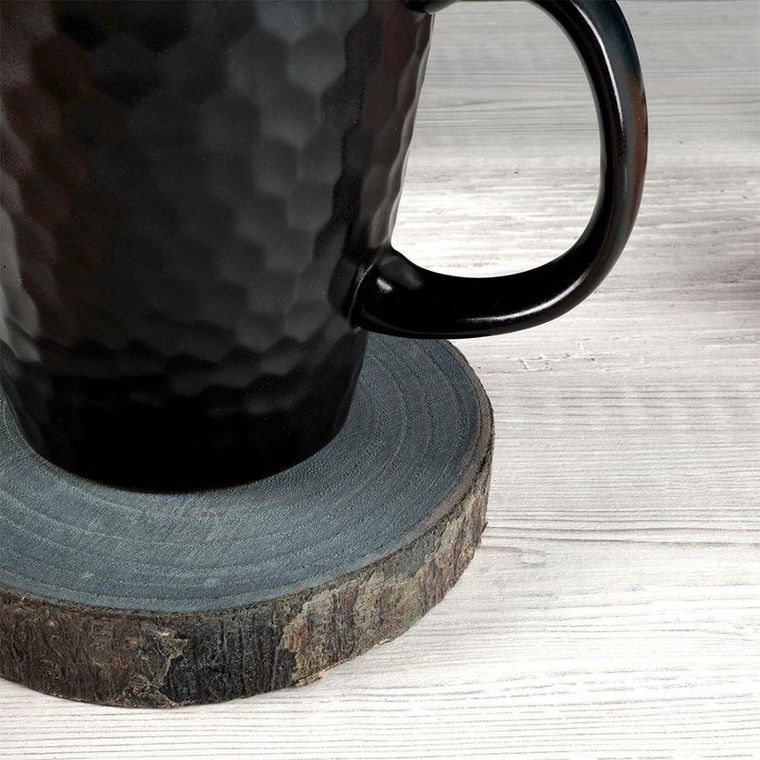 Vilde, plaster drewna z korą, podstawka pod kubek, szary, 4 szt.