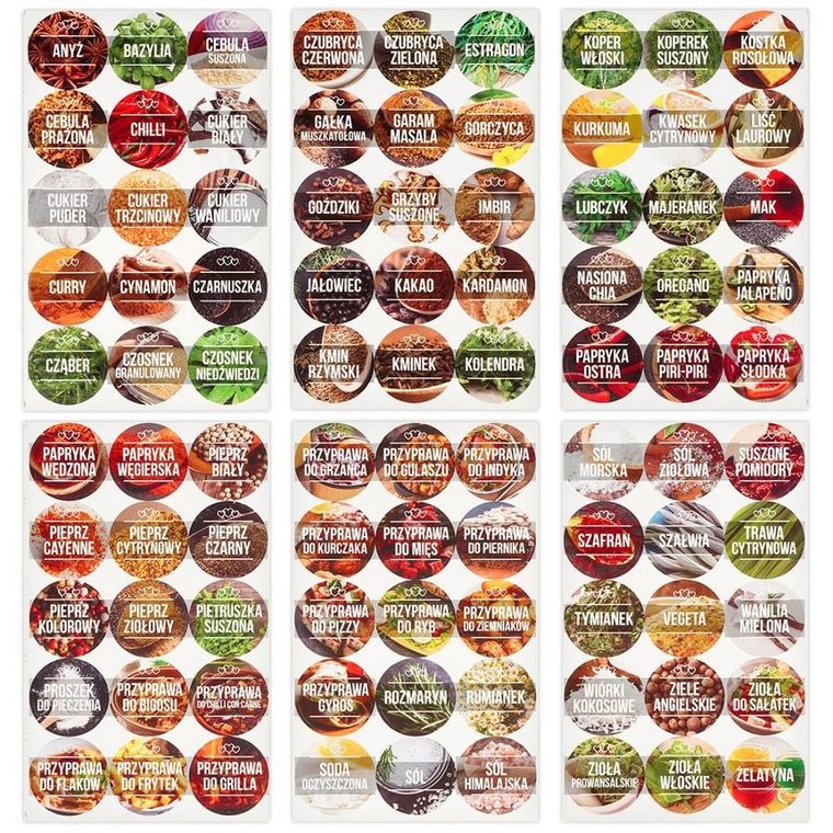 Vilde, pojemnik na przyprawy, szklany, 100 ml, 24 szt. + 90 naklejek