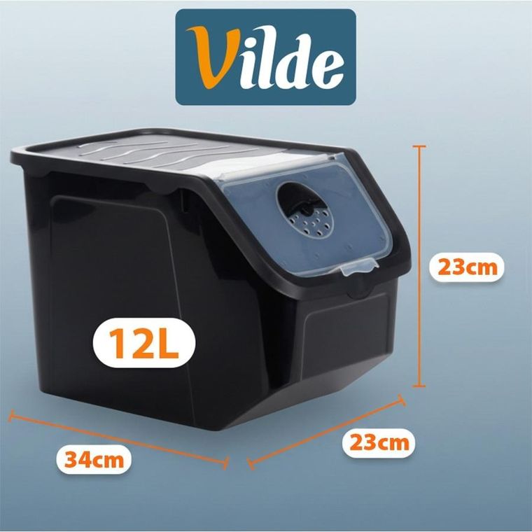 Vilde, pojemnik na warzywa i owoce, z pokrywką, czarny, 12 l