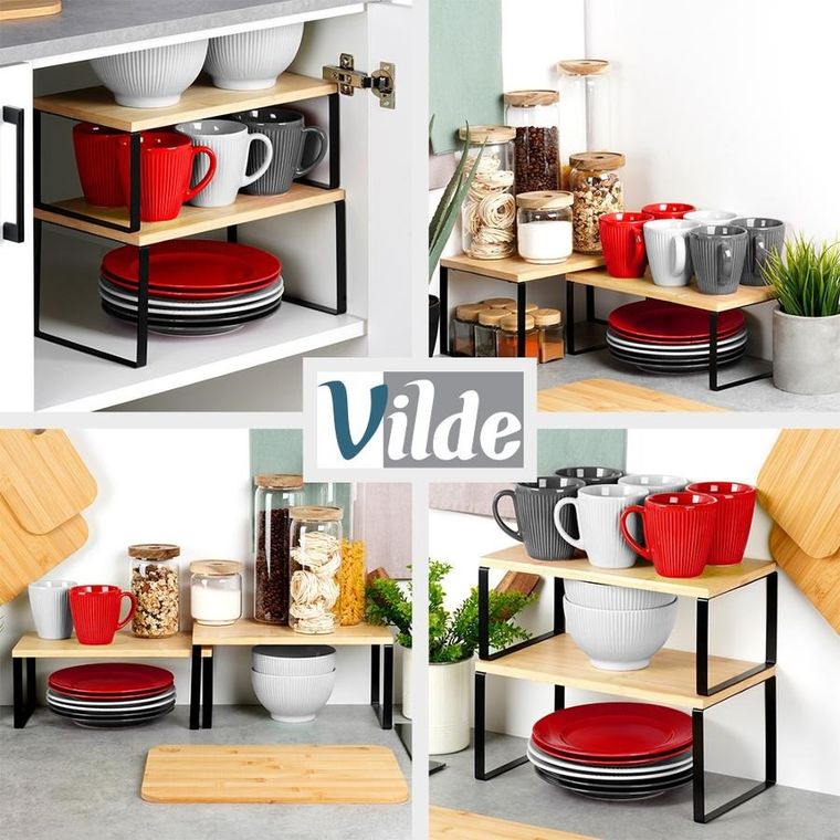 Vilde, półka kuchenna, drewniana, 33,5-19,5-16 cm, 33,5-18,5-13,5 cm, 2 szt.