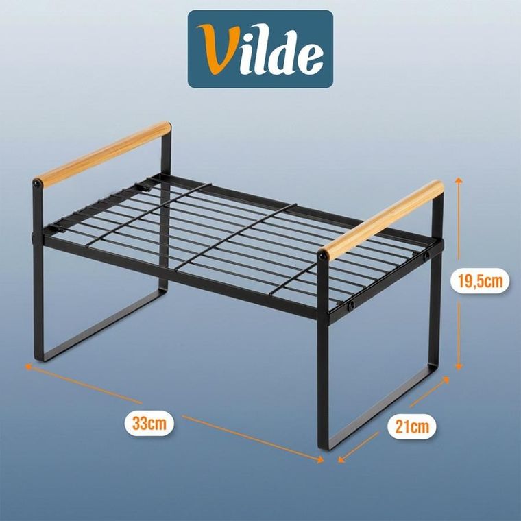 Vilde, półka kuchenna, metalowa, czarna, 33-21-19,5 cm