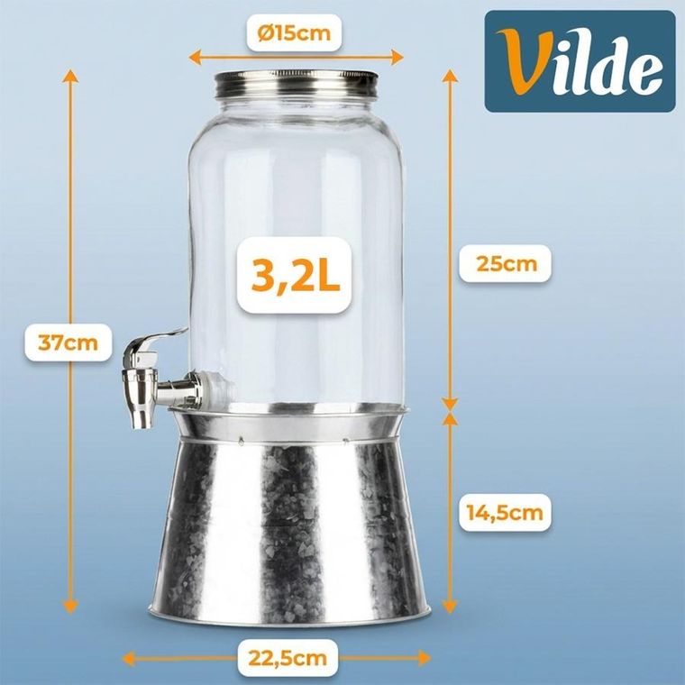 Vilde, słój do napojów z kranikiem i stojakiem, 3,2l
