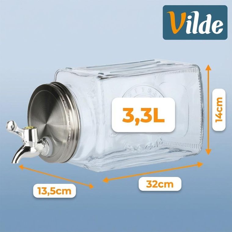 Vilde, słój do napojów z kranikiem, szklany, do lodówki, 3,3l
