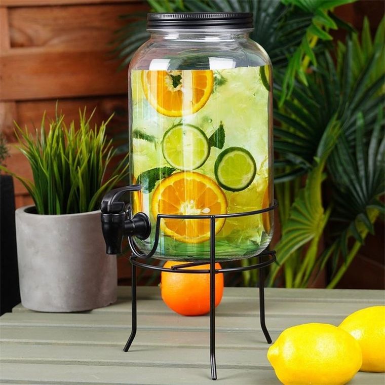 Vilde, słój szklany do napojów z kranikiem i stojakiem, 3,2l