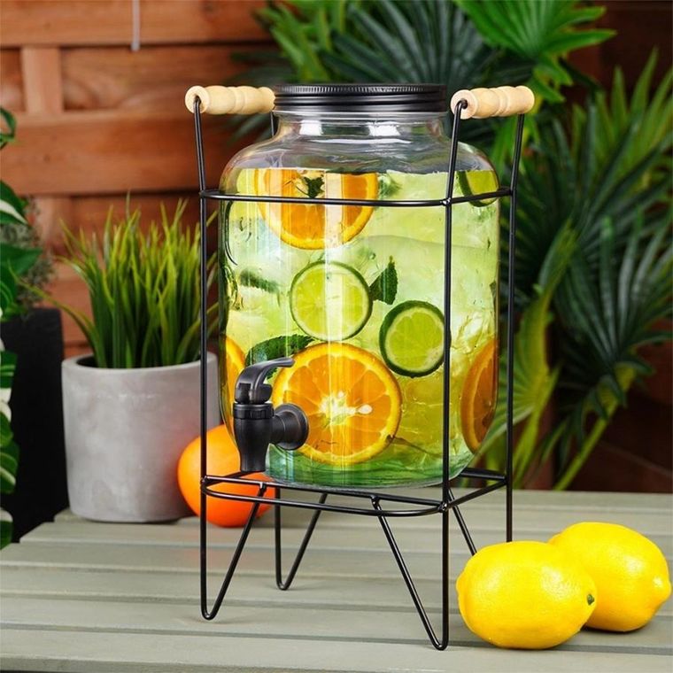 Vilde, słój szklany do napojów z kranikiem i stojakiem, 5,5l