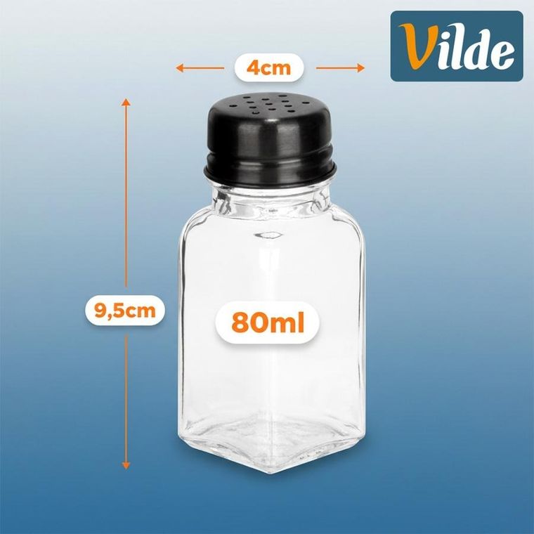 Vilde, solniczka i pieprzniczka szklana, 80 ml, 2 szt.