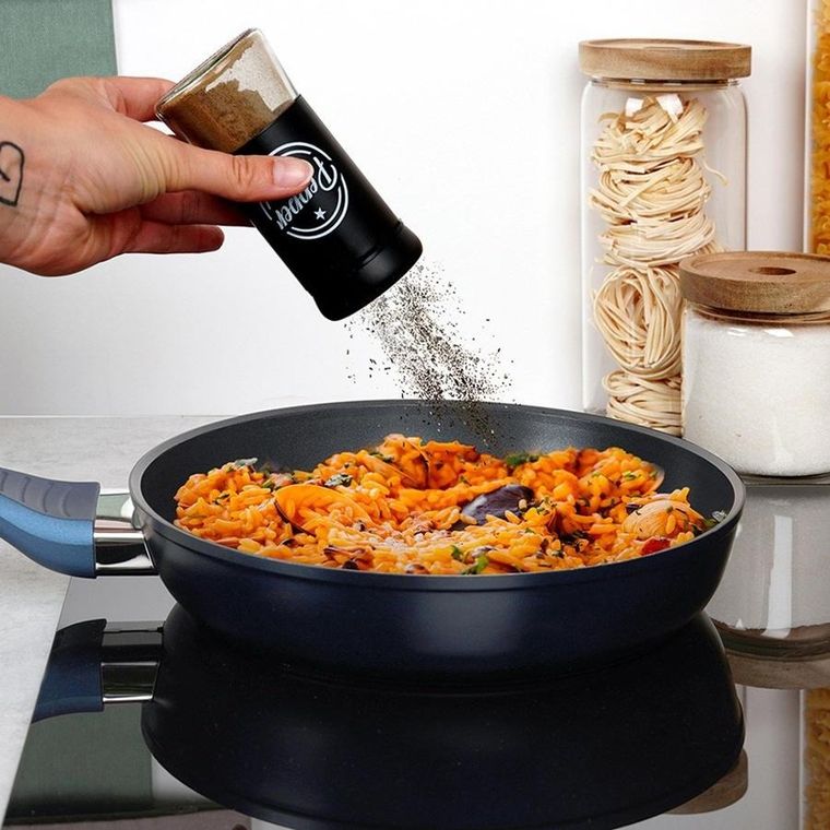 Vilde, solniczka i pieprzniczka, szklana, czarna, 2 szt.