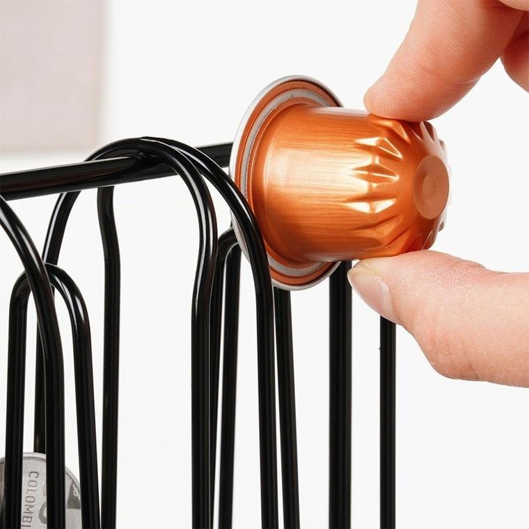 Vilde, stojak na kapsułki do kawy, nespresso, metalowy, czarny, 30 cm