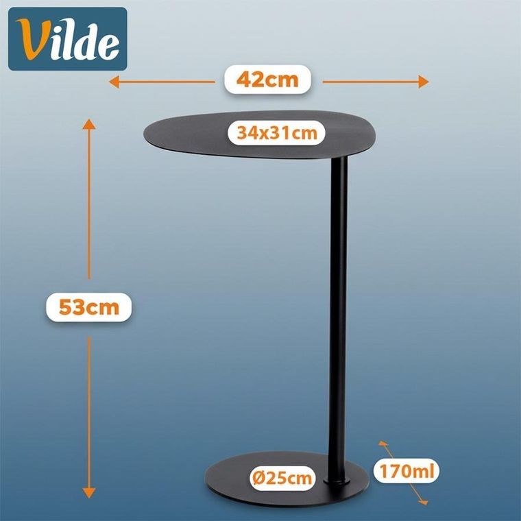 Vilde, stolik kawowy, metalowy, czarny, 35-25-53 cm