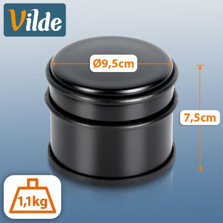 Vilde, stoper do drzwi, stalowy, czarny, 9,5 cm