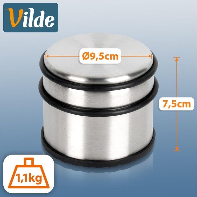 Vilde, stoper do drzwi, stalowy, srebrny, 9,5 cm