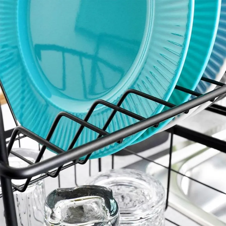 Vilde, suszarka na naczynia, czarna dwupoziomowa, 48-29-28.5 cm