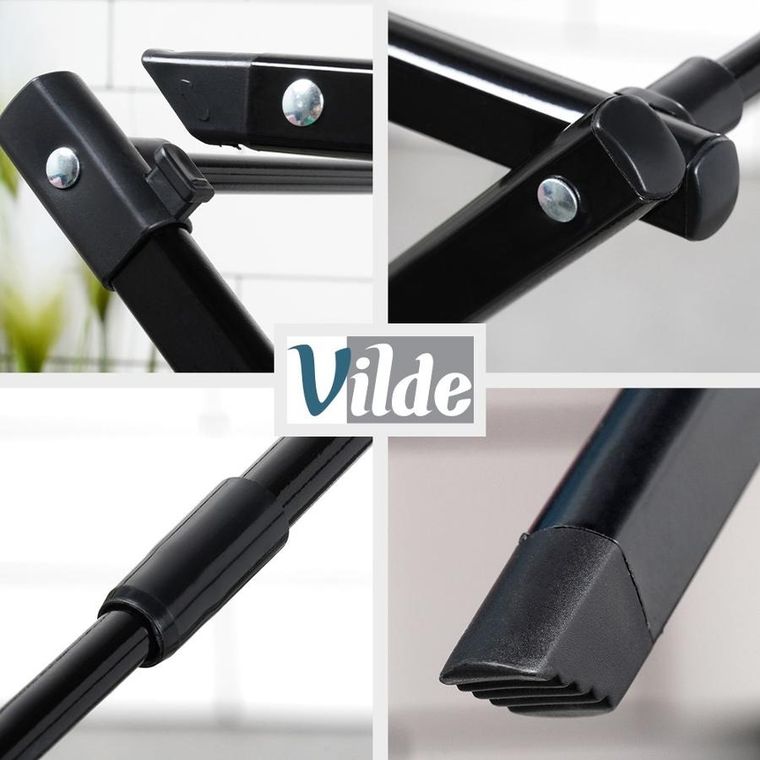 Vilde, suszarka na pranie metalowa, czarna, pionowa rozsuwana, 44.5-75-37.5-105 cm