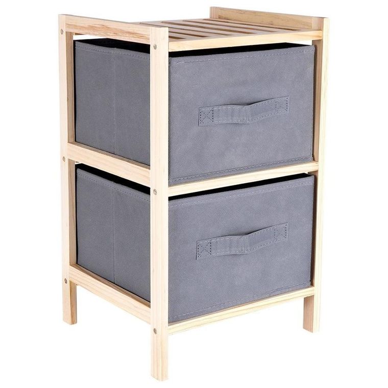 Vilde, szafka drewniana szara z dwoma szufladami, 46 cm