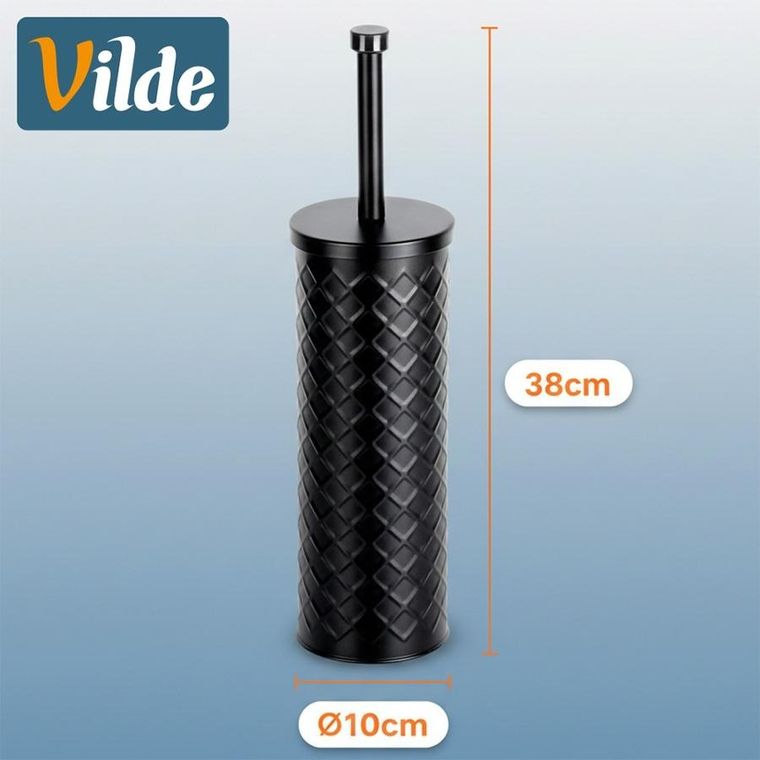Vilde, szczotka do toalety, silikonowa, ze stojakiem metalowym, czarna, 38-10 cm