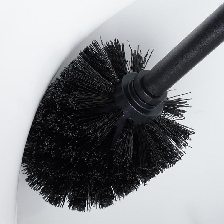 Vilde, szczotka do toalety ze stojakiem, metalowa czarna, 38-10 cm