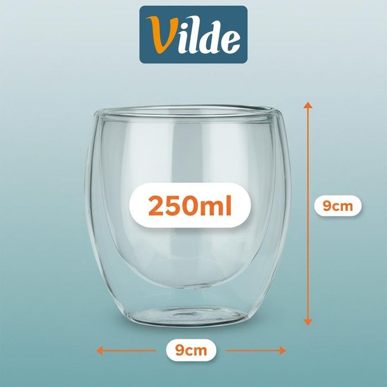 Vilde, szklanki termiczne z podwójną ścianką, do kawy i herbaty, 250 ml, 2 szt.