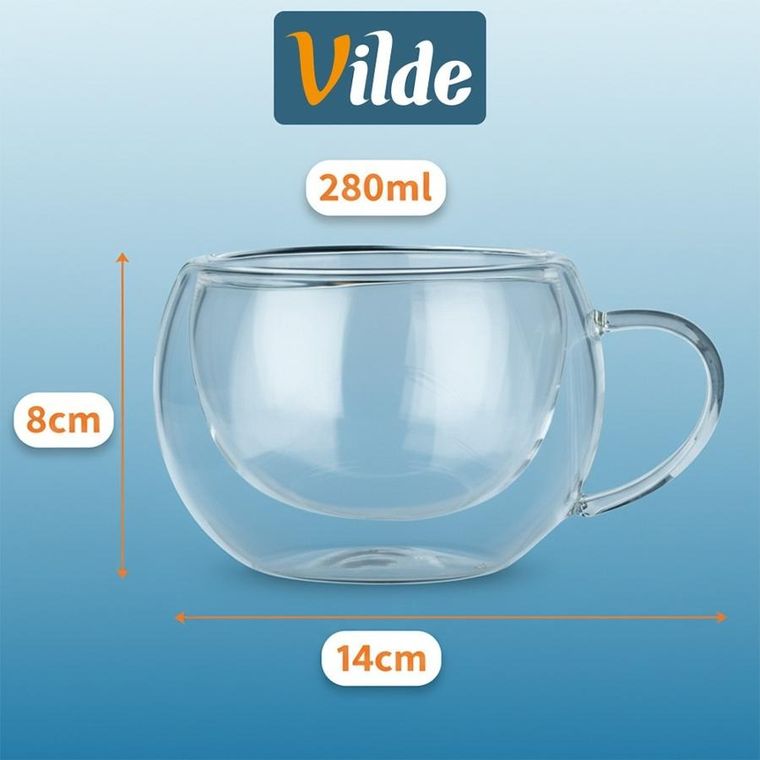 Vilde, szklanki termiczne z podwójną ścianką, do kawy i herbaty, 280 ml, 2 szt.