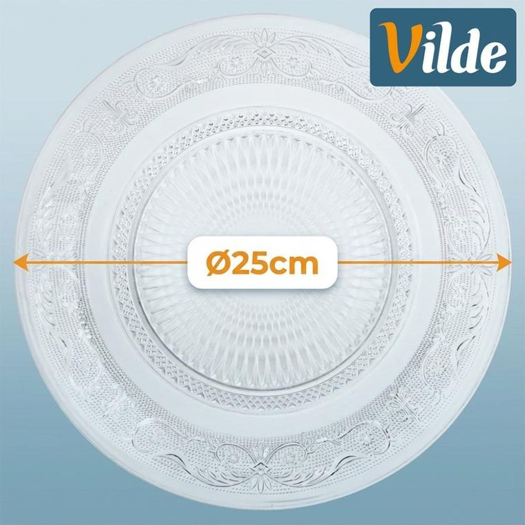 Vilde, talerz obiadowy płytki, szklany, patera, 25 cm