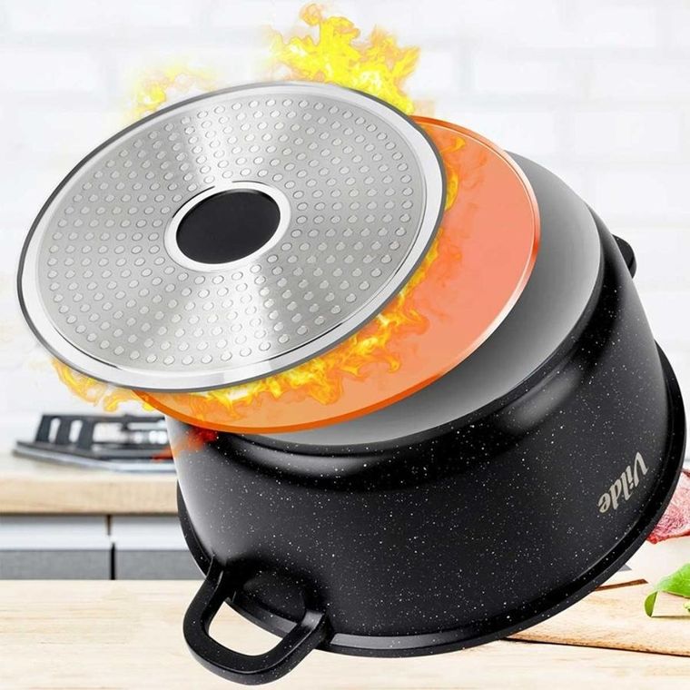 Vilde, Terruna Aroma, garnek ze szklaną pokrywką, granitowy, 24 cm, 4l