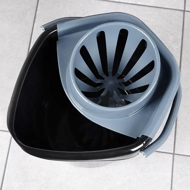 Vilde, wiadro do mopa z wyciskaczem, plastikowe, czarne, 14l