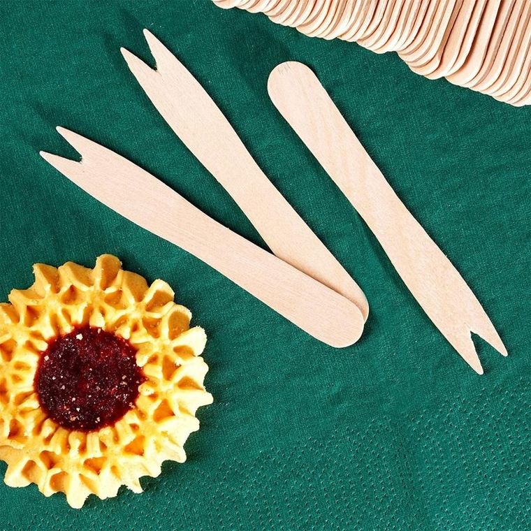 Vilde, widelczyki do przekąsek, frytek, drewniane, 8,5 cm, 50 szt.