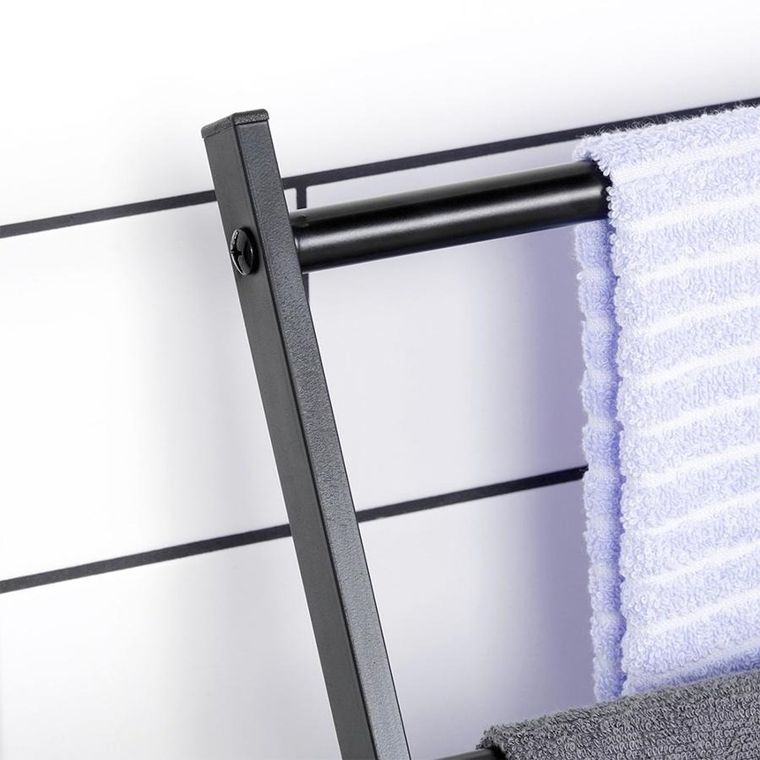 Vilde, wieszak na ręczniki stojący, metalowy, czarny