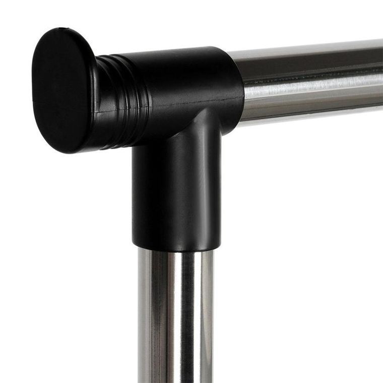 Vilde, wieszak stojący na ubrania, metalowy, czarny, na kółkach, 140 cm