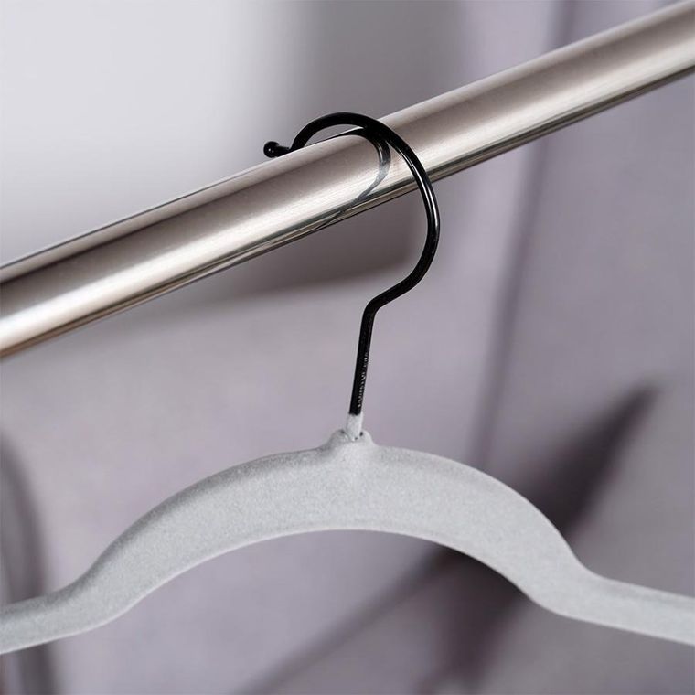 Vilde, wieszaki, na ubrania welurowe, szare obrotowe, 45-24,5 cm, 10 szt.