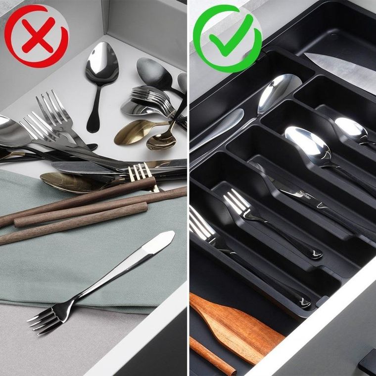 Vilde, wkład na sztućce do szuflady, rozsuwany, 33-56,5-37,5 cm