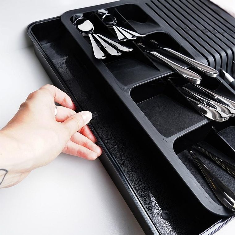 Vilde, wkład na sztućce do szuflady, rozsuwany, czarny 40-31 cm