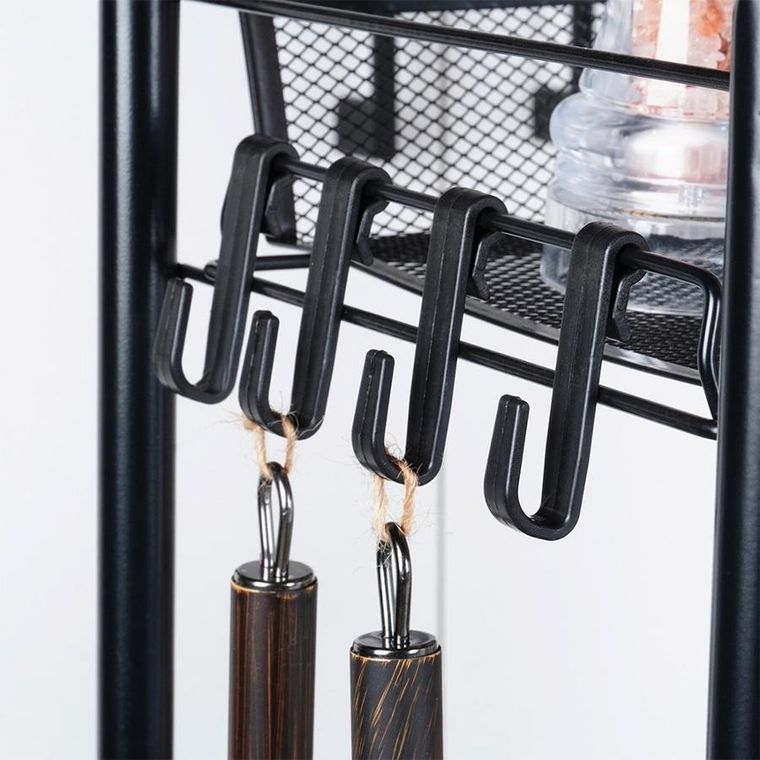 Vilde, wózek do przechowywania, metalowy czarny, 4-poziomowy