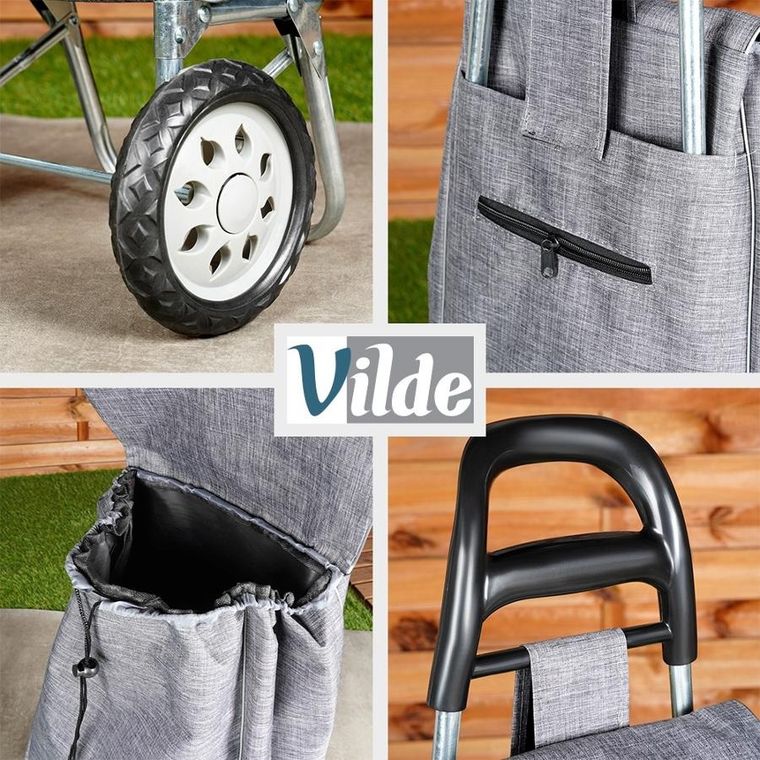Vilde, wózek z torbą na zakupy, szary, 30l
