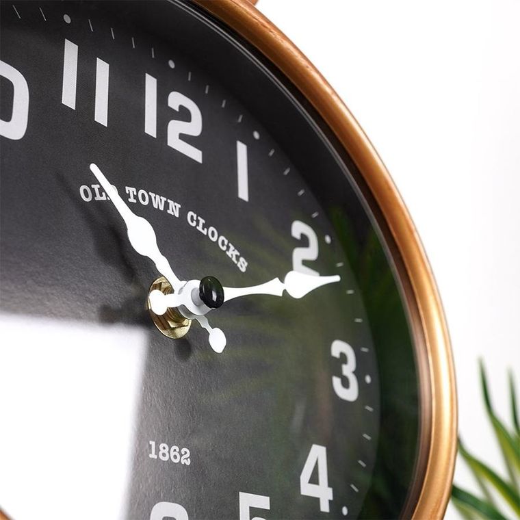 Vilde, zegar ścienny, złoty, czarny budzik, 20.5-24 cm