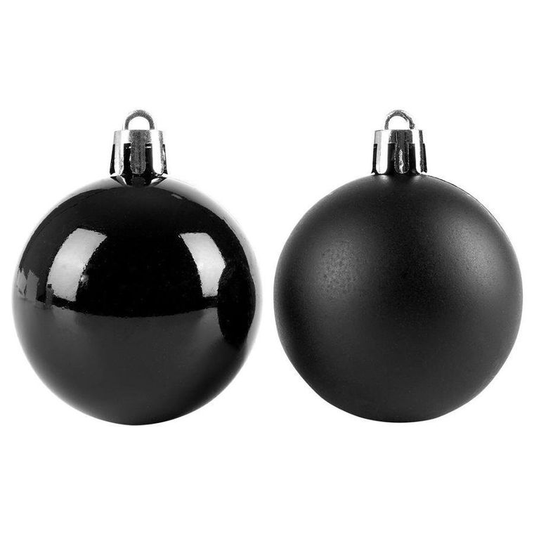 Vilde, zestaw bombek na choinkę, nietłukące, czarne, 16 szt., 5 cm