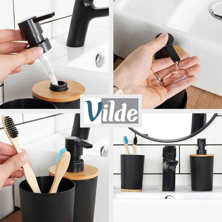 Vilde, zestaw łazienkowy, czarny, 3 el.