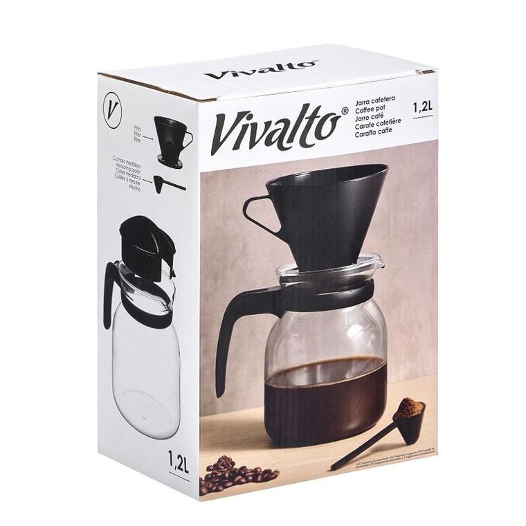 Vivalto, dzbanek szklany z filtrem przelewowym i pokrywką 1,2 l