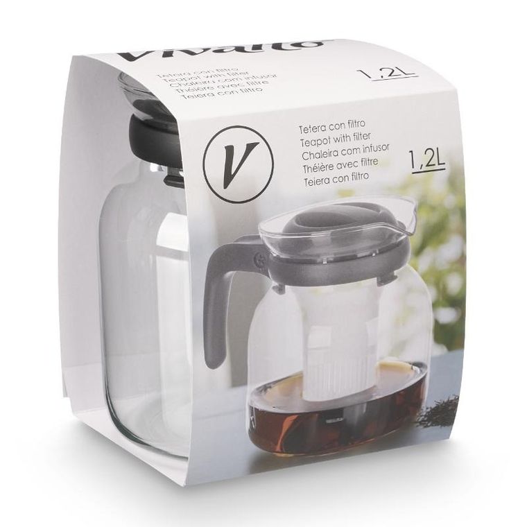 Vivalto, szklany dzbanek, z zaparzaczem do kawy i herbaty, 1,2l