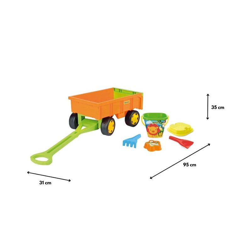 Wader, Gigant, wózek-przyczepa z zestawem do piasku, pomarańczowy