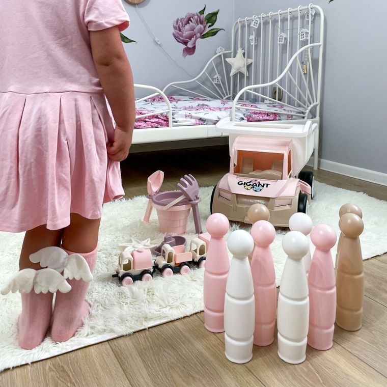 Wader, Różana Wata Cukrowa, zestaw do gry w kręgle, 11 elementów