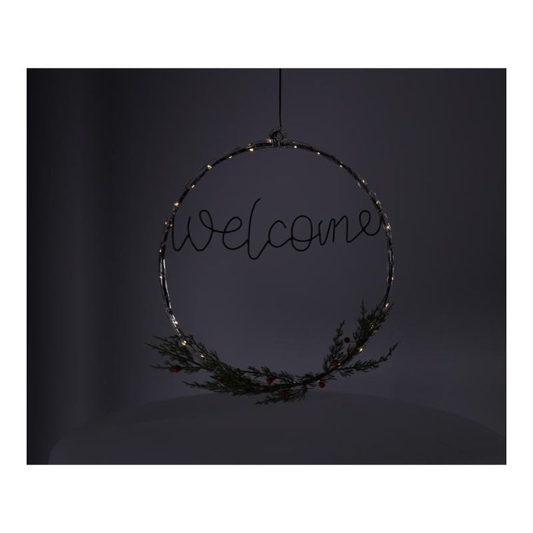 Welcocme, wianek LED, dekoracja