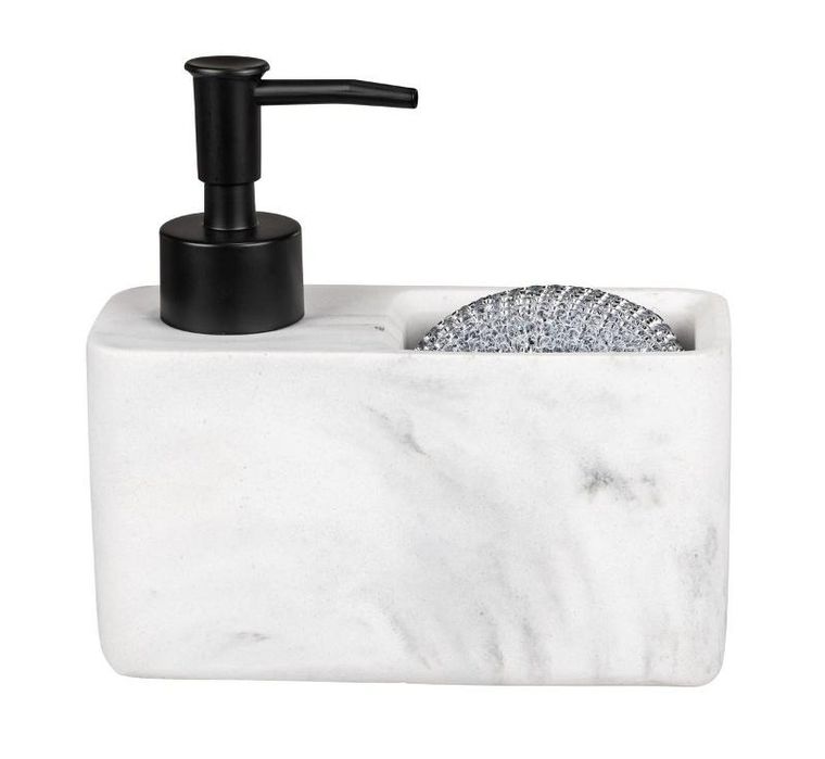 Wenko, dozownik płynu do naczyń, Resa Marble z przegrodą na gąbkę