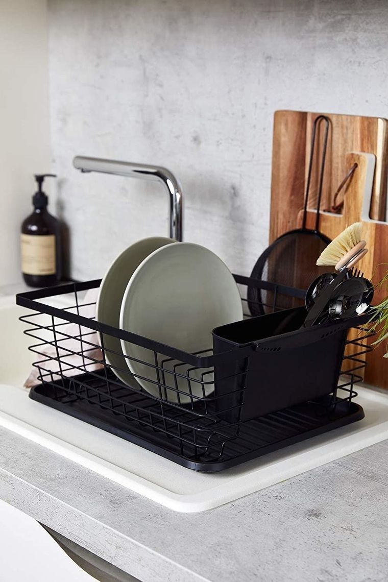 Wenko, Drip, ociekacz na naczynia, czarny, 36-30 cm