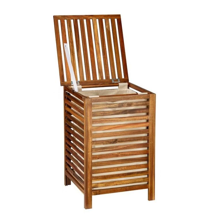 Wenko, Fondi, drewniany kosz na pranie z pokrywą, 65 cm