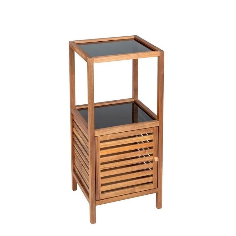 Wenko, Fondi, regał łazienkowy słupek z drewna akacji, 86 cm