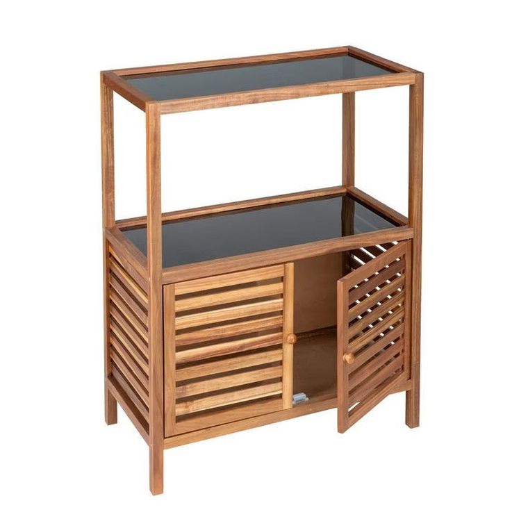 Wenko, Fondi, regał łazienkowy z szafką z drewna akacji, 86 cm