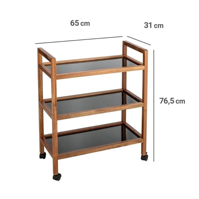 Wenko, Fondi, szeroki mobilny regał z drewna akacji, 76,5 cm