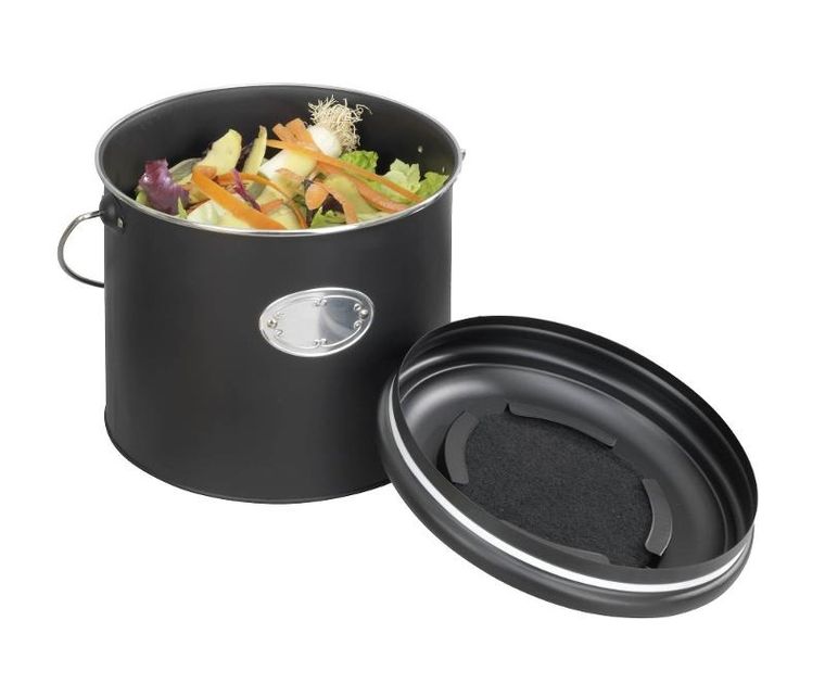 Wenko, kosz na kompost, 3 wymienne filtry neutralizujące zapachy, 6l, Nero