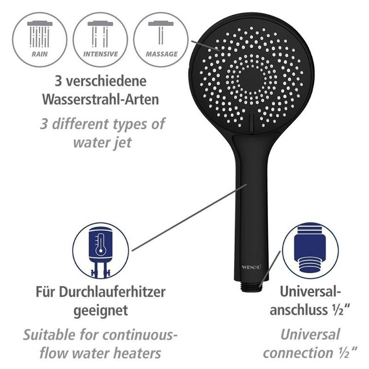 Wenko, słuchawka prysznicowa oszczędzająca wodę, Ø 11 cm