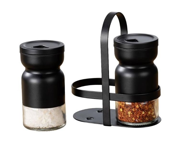 Wenko, solniczka i pieprzniczka na metalowym stojaku, Melli